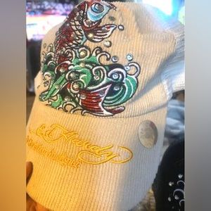 Off white corduroy Ed Hardy hat.